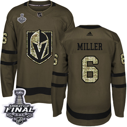 Adidas Golden Knights #6 Colin Miller Green Salute to Service 2018 Stanley Cup Final Stitched Youth NHL Jersey
